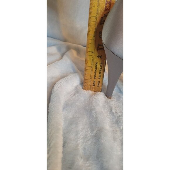 Michaelangelo Gray Satin Open Toe Slip On Heels Shoes Women's 5 1/2 - Picture 12 of 12